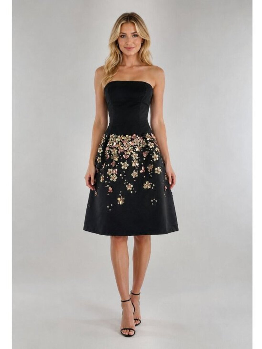 Monique Lhuillier Strapless Embellished Cocktail Dress, Black, Womens Size 6